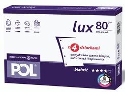 Papier POL Lux A4 80g/500ark z czterema dziurkami do segregatora